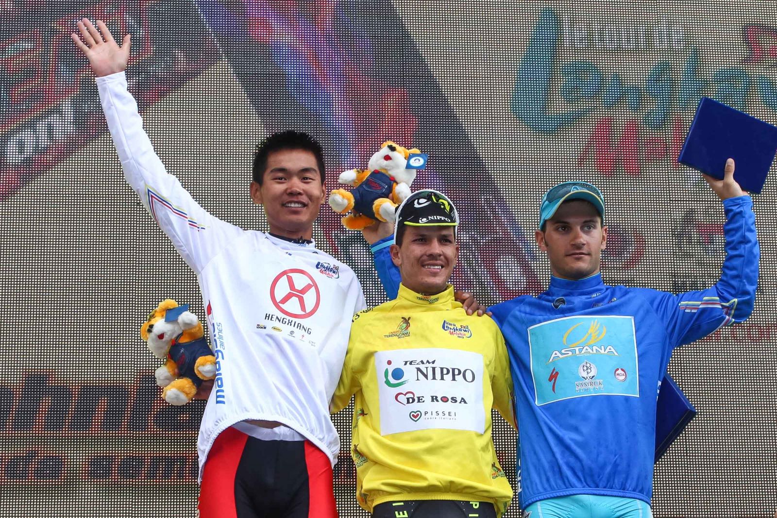 白衫王美银(左)、黄衫Arredondo(中)、蓝衫Guardini(右)tour de langkawi